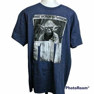 Star Wars Yoda T-shirt Unisex Large Words of Wisdom Tee Navy Size L Top